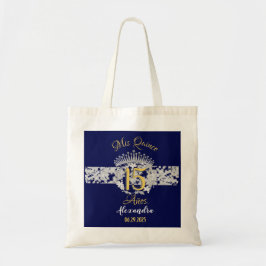 Eleganten Princess Quinceanera Navy Blue Silver Tygkasse