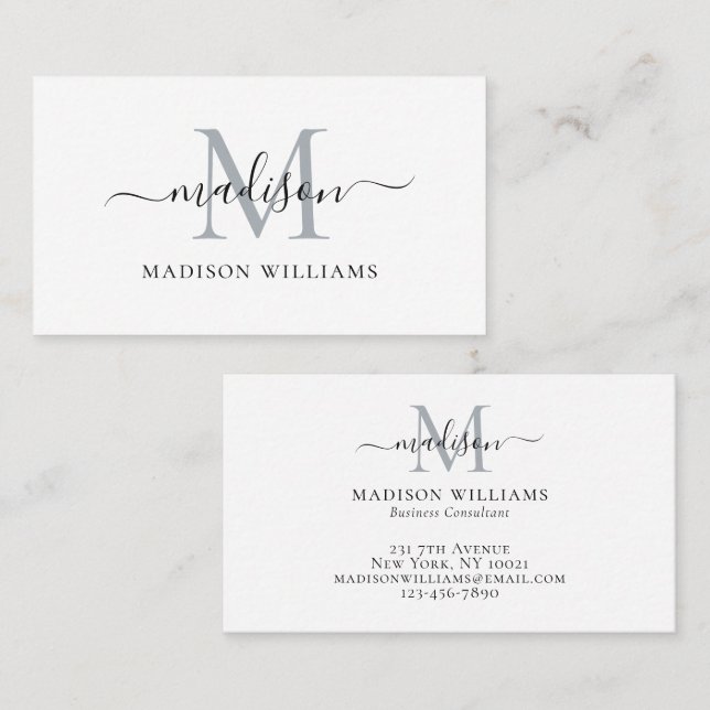 Eleganten professionell Namnteckning Monogram-skri Visitkort (Fram/baksida)