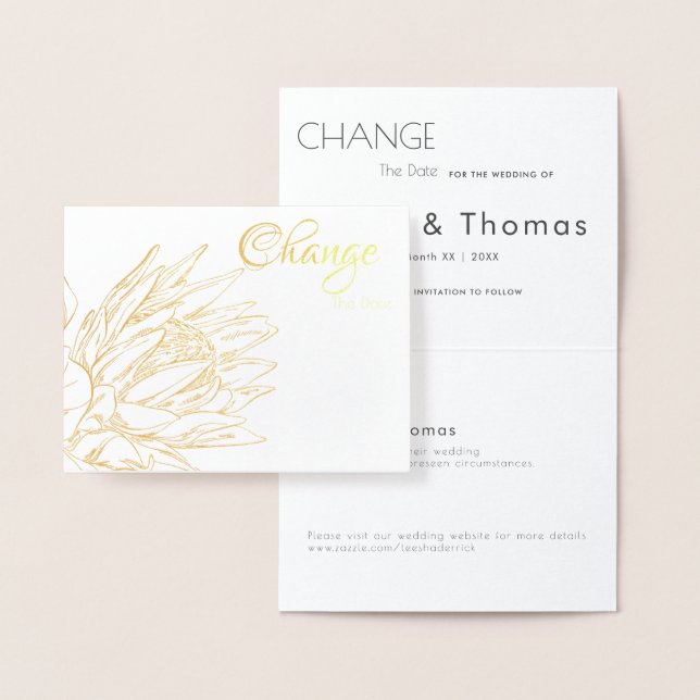 ELEGANTEN PROTEA GULD & WHITE FOLIERAT KORT (Display)