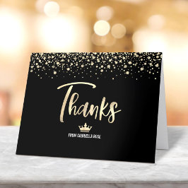 Eleganten Quinceañera Black Guld Glitter Foil Scri Tack Kort