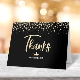 Eleganten Quinceañera Black Guld Glitter Foil Scri Tack Kort