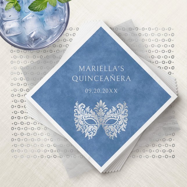 Eleganten Quinceanera, Blue Masqueramasken Pappersservett (Skapare uppladdad)