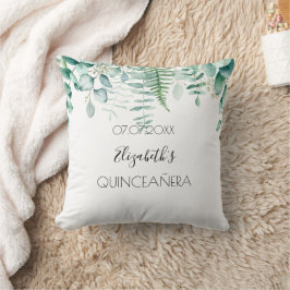 Eleganten Quinceanera eucalyptus greenery namn Kudde