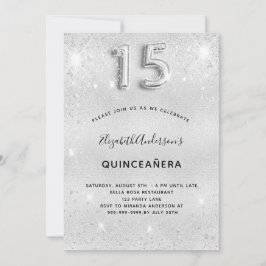 Eleganten Quinceanera silver glitter Inbjudningar