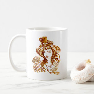 Eleganten räcker målat med muggen för kaffemugg