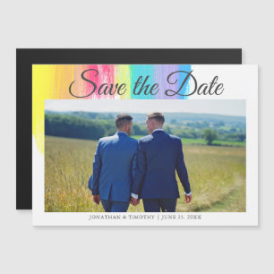 Eleganten Rainbow LGBTQ - Ett foto spara datumet Magnetisk Inbjudningskort