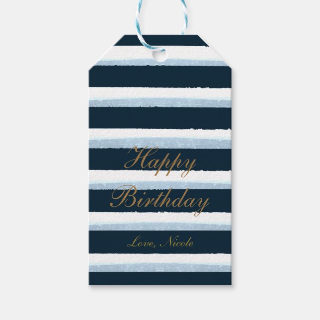 Eleganten Rand Chic i marin blått vatten - Märkre Presentetikett (Framsidan)