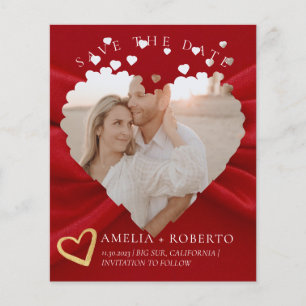 Eleganten Red Heart sparar datumfotokortet Flygblad