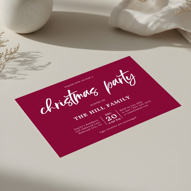 Eleganten Red i Jul Party Calligraphy Inbjudningar (Skapare uppladdad)
