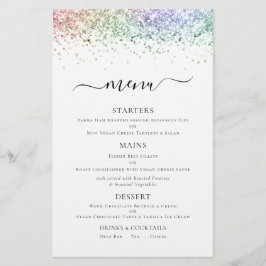 Eleganten Regnbåge Glitter Bröllop Menu