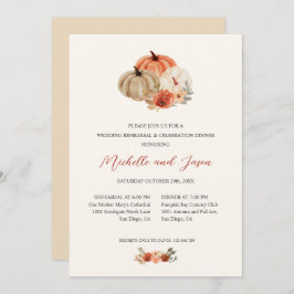 Eleganten REHEARSAL för hösten Pumpkins Flowers Inbjudningar