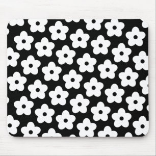 Eleganten Retro Black & White Blommigt Botanical G Musmatta