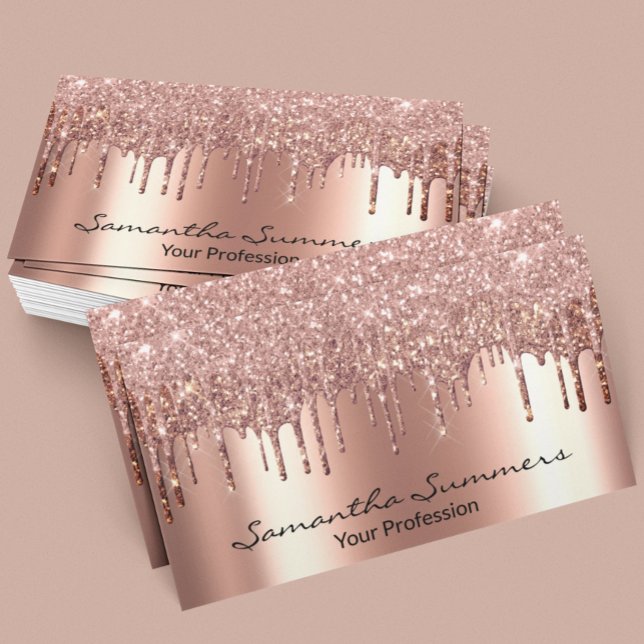 Eleganten Ro Guld Drips Metall Anpassa Glitter Visitkort (Skapare uppladdad)