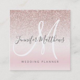 Eleganten Ro Guld Glitter Namnteckning Logotyp Mon Fyrkantigt Visitkort
