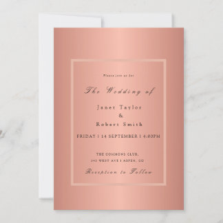 Eleganten ro Guld minimalistisk med Rosa Gräns Inbjudningar