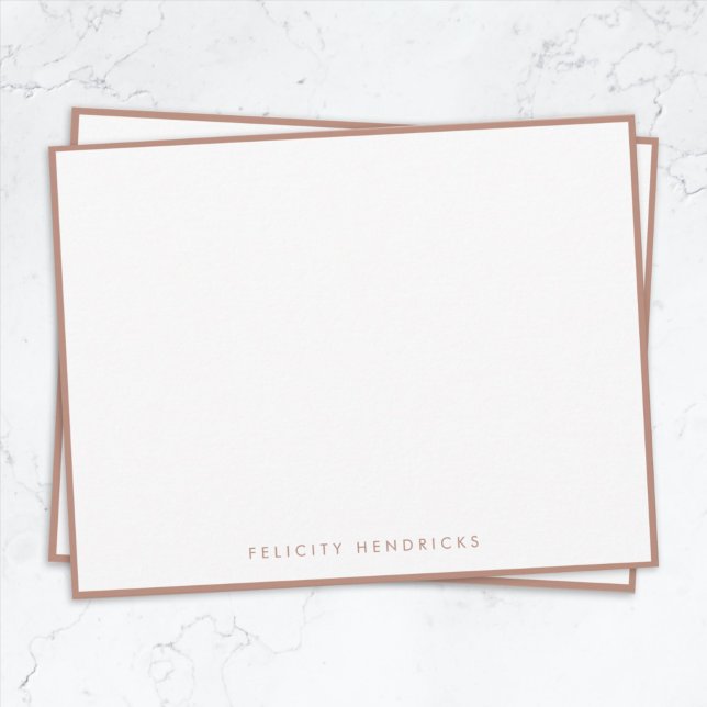 Eleganten Ro Guld Modern minimalistisk, enkel vit Anteckningskort (Elegant rose gold border note card by Guava - modern, minimalist, and easily customizable.)