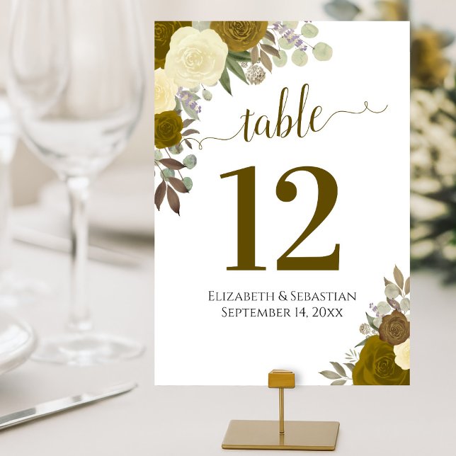 Eleganten Ro Gult och Guld Bröllop Bordsnummer (Skapare uppladdad)