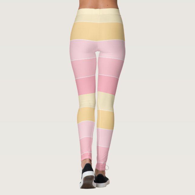 Eleganten rosa Gult White Färg Trendig Template fö Leggings (Baksida)