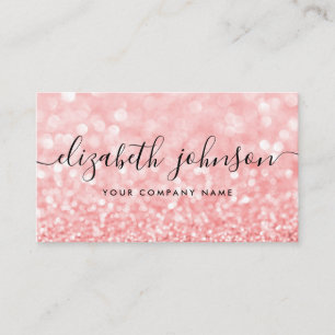 Eleganten Rosa ros Guld Holografik Glitter skript Visitkort