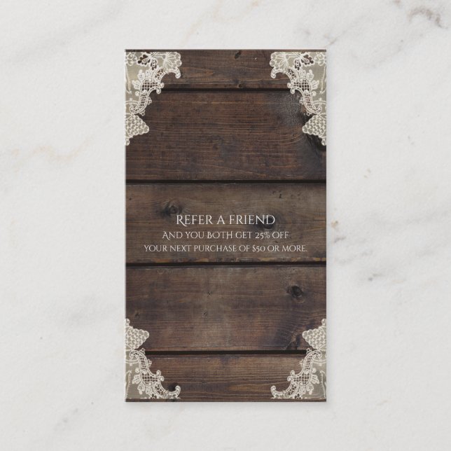 Eleganten Rustic Barn Wood & Snöre hänvisar till e Rabattkort (Framsida)