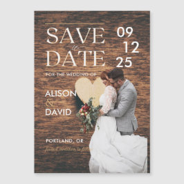 Eleganten Rustic Photo Save Date Bröllop Magnetisk Inbjudningskort