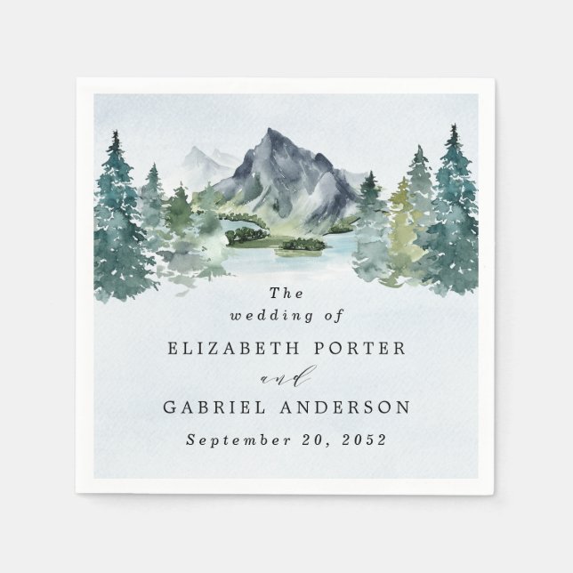 Eleganten Rustic Thmet Bröllop Pappersservett (Framsidan)