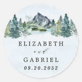 Eleganten Rustic Thmet Bröllop Runt Klistermärke