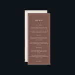 Eleganten Rustik Blommigt Minimal Bröllop | Meny<br><div class="desc">Den ömtåliga samlingen av Bloom Paperie i elegant bröllop har buketter för höstbuketter och blommigt med häpnadsväckande falltema färg. Anpassa den här bröllop-menyn med planerade poster,  nätanslutningar och underordnade objekt. Den här versionen har vår huvuddesign inslag,  inverterad för extra kontrast.</div>