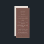 Eleganten Rustik Blommigt Minimal Bröllop | Meny<br><div class="desc">Den ömtåliga samlingen av Bloom Paperie i elegant bröllop har buketter för höstbuketter och blommigt med häpnadsväckande falltema färg. Anpassa den här bröllop-menyn med planerade poster,  nätanslutningar och underordnade objekt. Den här versionen har vår huvuddesign inslag,  inverterad för extra kontrast.</div>