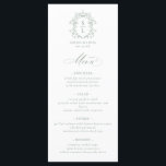 Eleganten Sage Grönt Baroque Vapensköld Monogram B Meny<br><div class="desc">Den här Eleganten Baroque Vapensköld Monogram Sage Grönt Bröllop Menu Card har en vintage baroque stil monogram vapensköld och elegant calligrafi.</div>