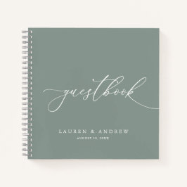 Eleganten Sage Grönt minimalist Bröllop Guest Bok