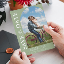 Eleganten Sage Grönt Photo Bröllop spara datum Spara Datumet