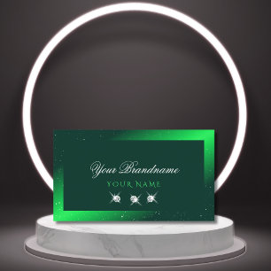 Eleganten Shimmery Emerald Grönt Sparkling Diamond Visitkort