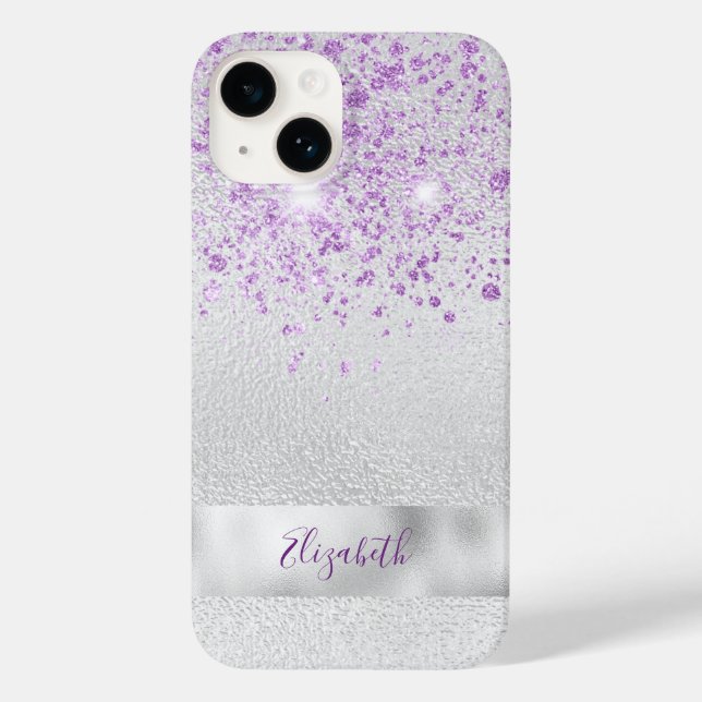 eleganten silver lila glitter namn (Baksida)