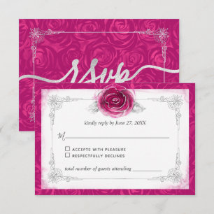 Eleganten silver och Fuchsia Ro OSA Kort
