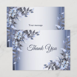 Eleganten Silver vid Bröllop marinblå Blommigt Tack Kort