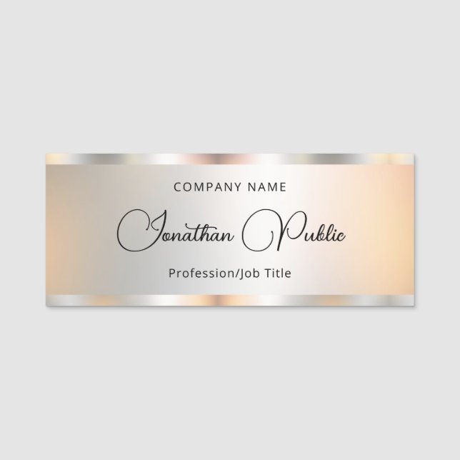 Eleganten Skriptformatmall Silver, typografi Namnbricka (Framsida)