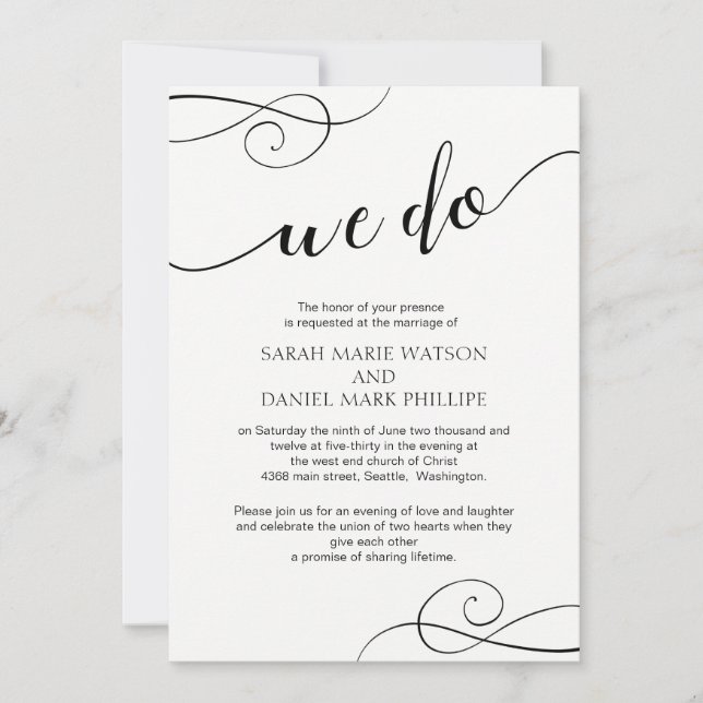 Eleganten skrivar oss gör brölloptypografiinbjudan inbjudningar (Framsida)