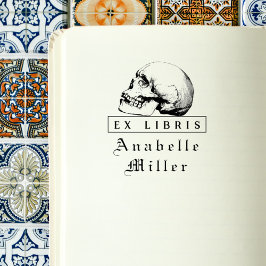 Eleganten Skullskull för vintage Ex Libris Bok Självfärgande Stämpel