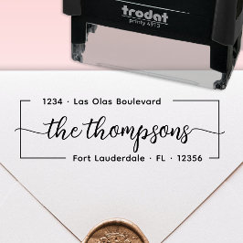 Eleganten snyggt Namnteckning Returadressen Familj Självfärgande Stämpel