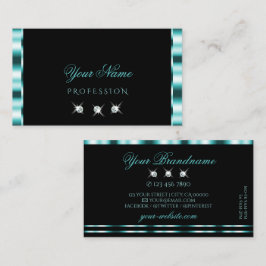Eleganten snyggt Teal and Black Sparkling Diamonds Visitkort
