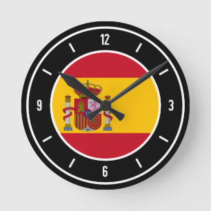 Eleganten Spanien Flagga Rund Klocka