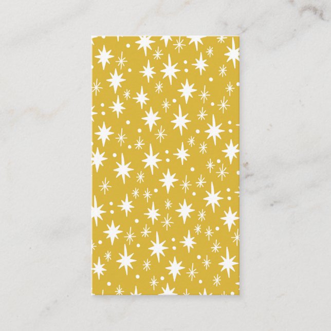 Eleganten Starry Night Mustard Guld Mönster Visitkort (Framsida)