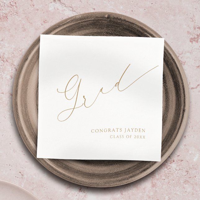 Eleganten Studenten med den moderna Chicen Pappersservett (Minimalist Modern Chic Script Elegant Graduation Napkins)