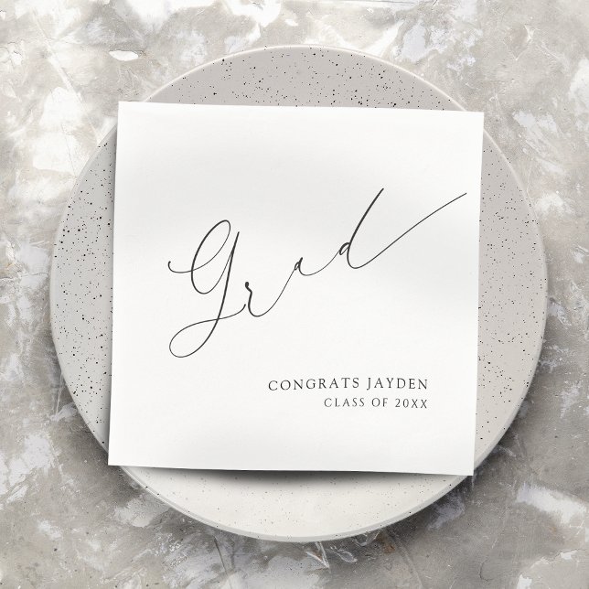 Eleganten Studenten med den moderna Chicen Pappersservett (Minimalist Modern Chic Script Elegant Graduation Napkins)