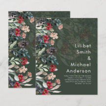 Eleganten Sublime Burgundy Blue Wildblomma Bröllop