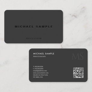 Eleganten Svart för monogrammed anpassningsbar QR- Visitkort