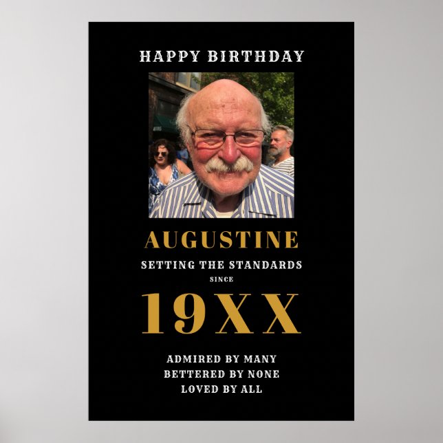 Eleganten Svart Guld i Chicen Fotomall för födelse Poster (Framsidan)