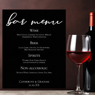 Eleganten Svartvit skript Formell Bröllop Pub-meny Poster