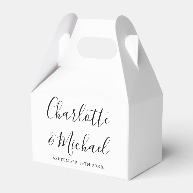 Eleganten Svartvitt Namnteckning skript Bröllop Presentaskar (Framsidan Sidan)